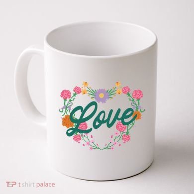 Love Floral Heart Coffee Mug