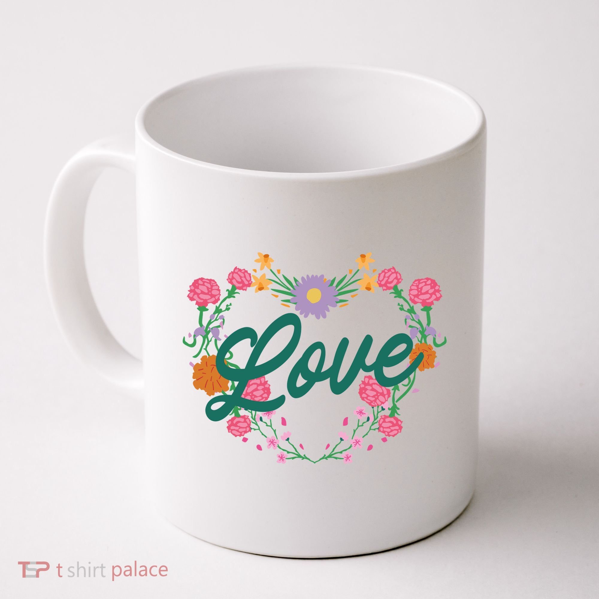 Love Floral Heart Coffee Mug
