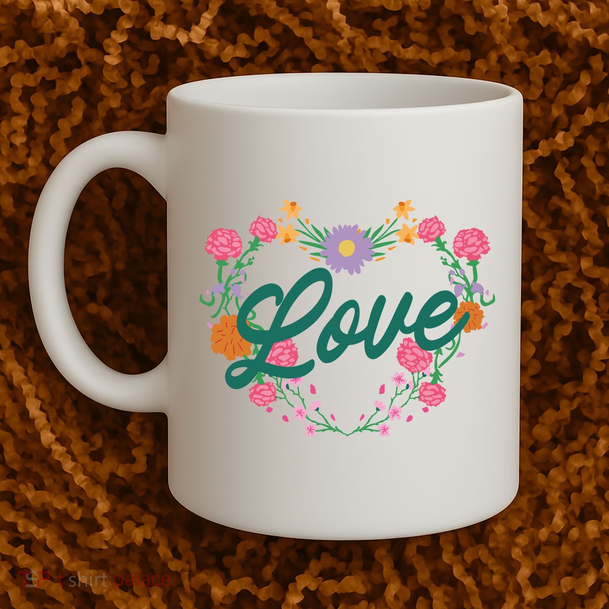 Love Floral Heart Coffee Mug