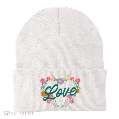 Love Floral Heart Beanie