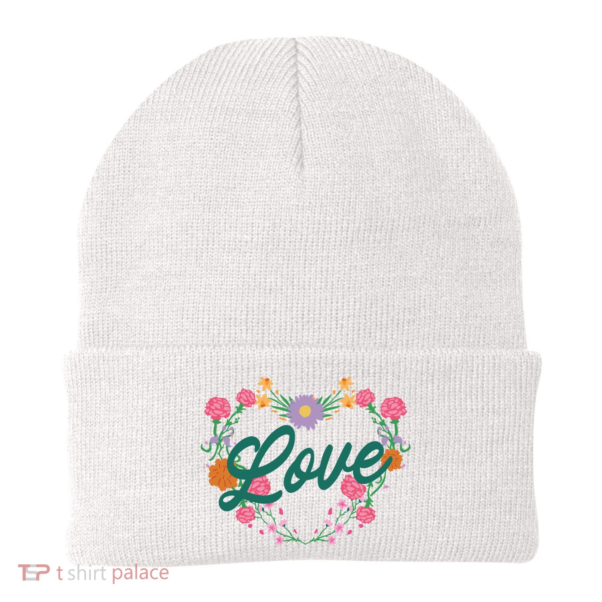 Love Floral Heart Beanie