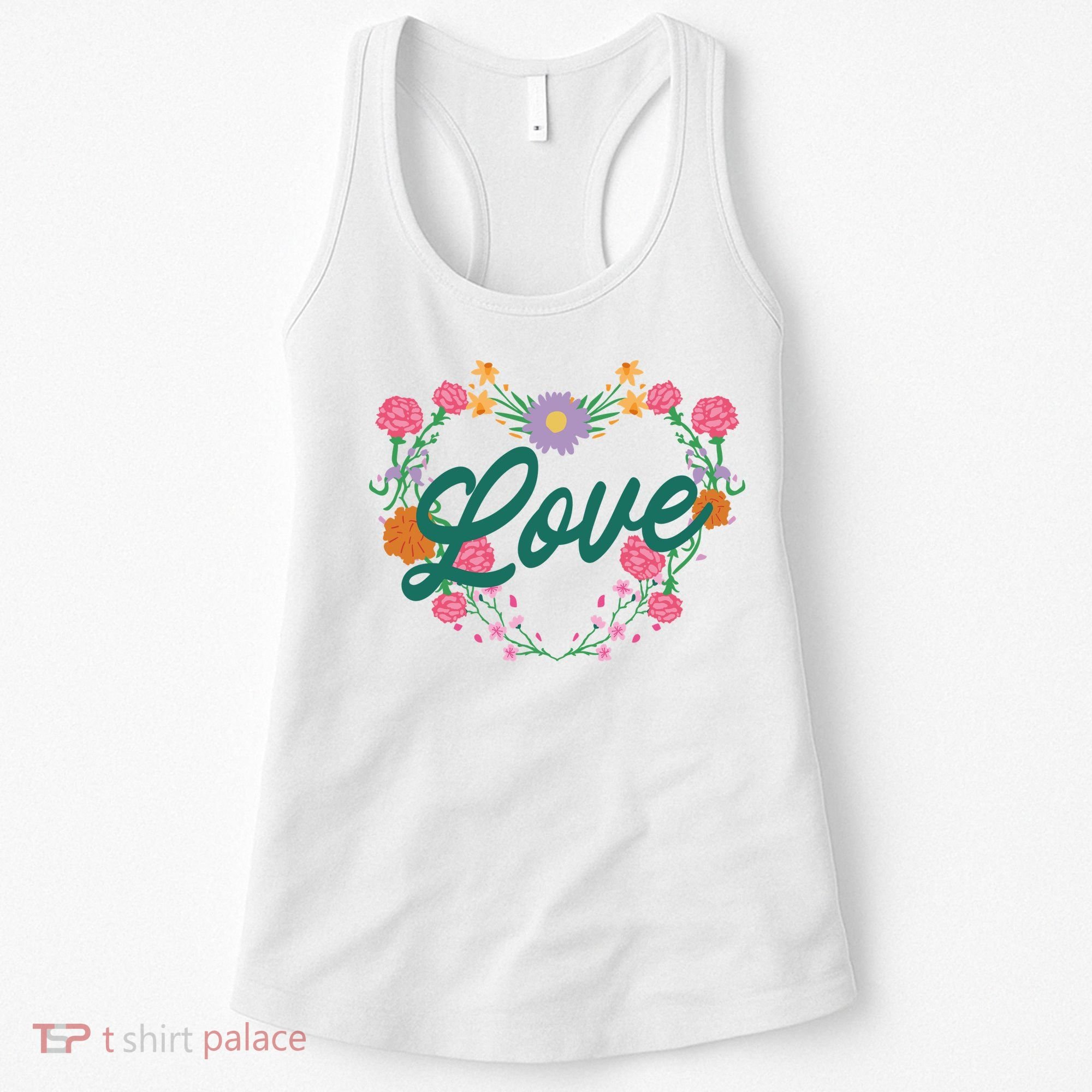 Love Floral Heart Women's Tank Top