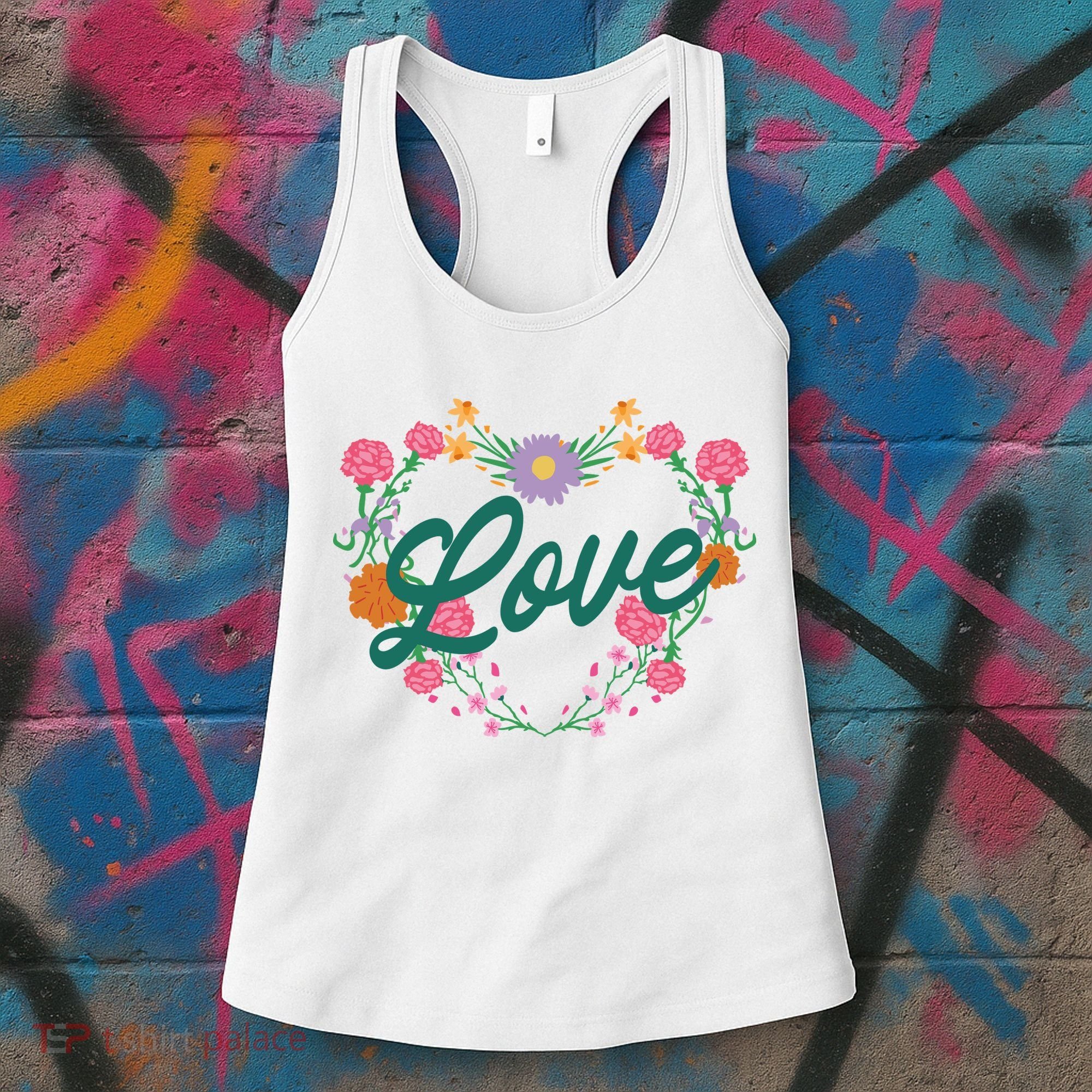 Love Floral Heart Women's Tank Top