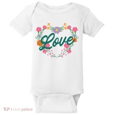 Love Floral Heart Baby Bodysuit