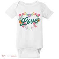 Love Floral Heart Baby Bodysuit thumb 0