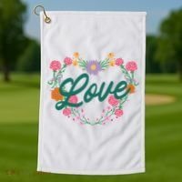 Love Floral Heart Golf Towel thumb 1
