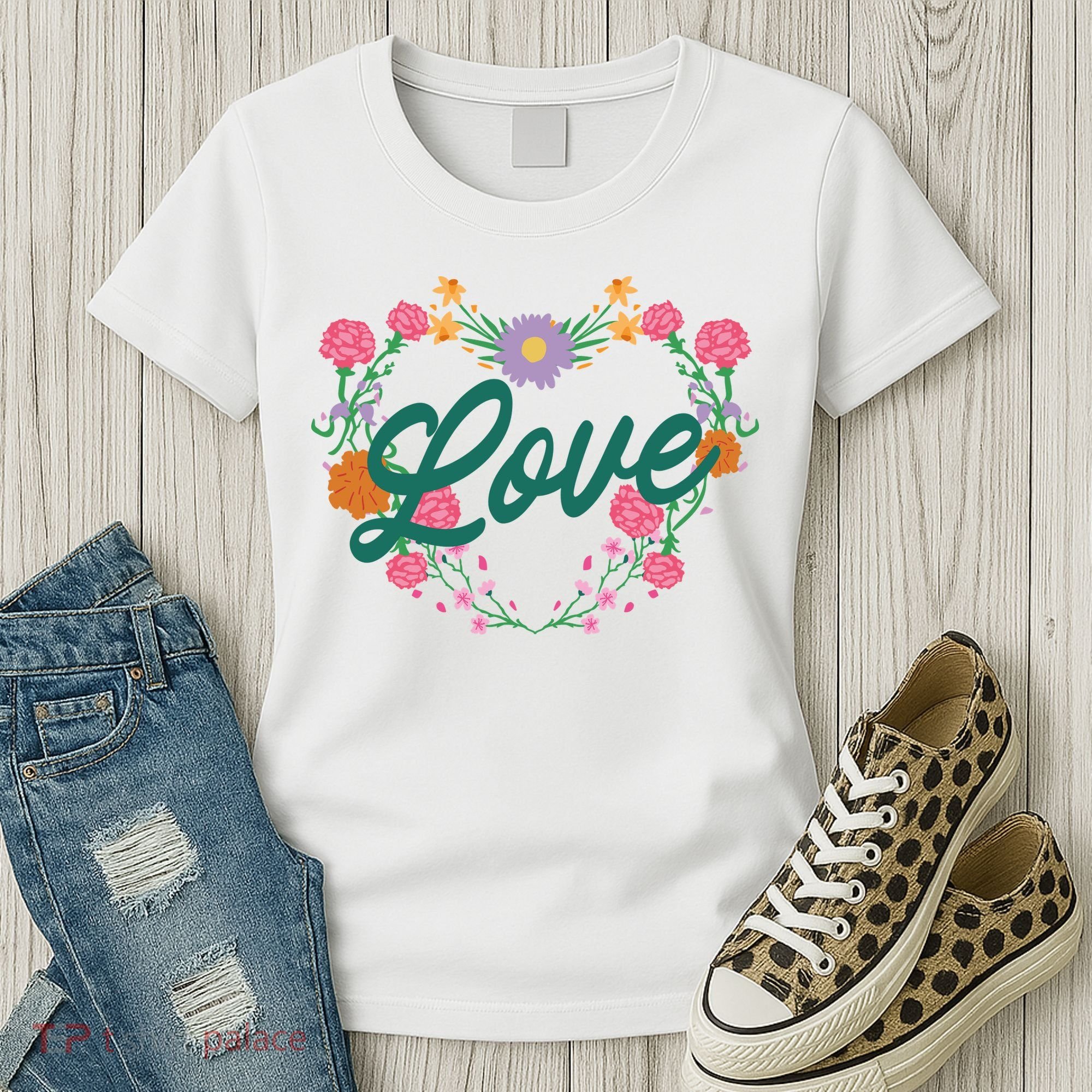 Love Floral Heart Women's T-Shirt