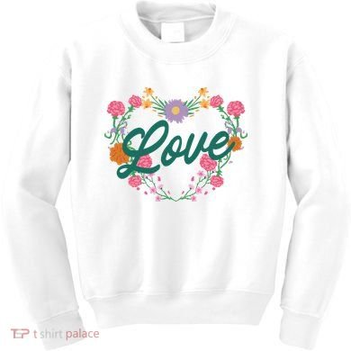 Love Floral Heart Kids Sweatshirt