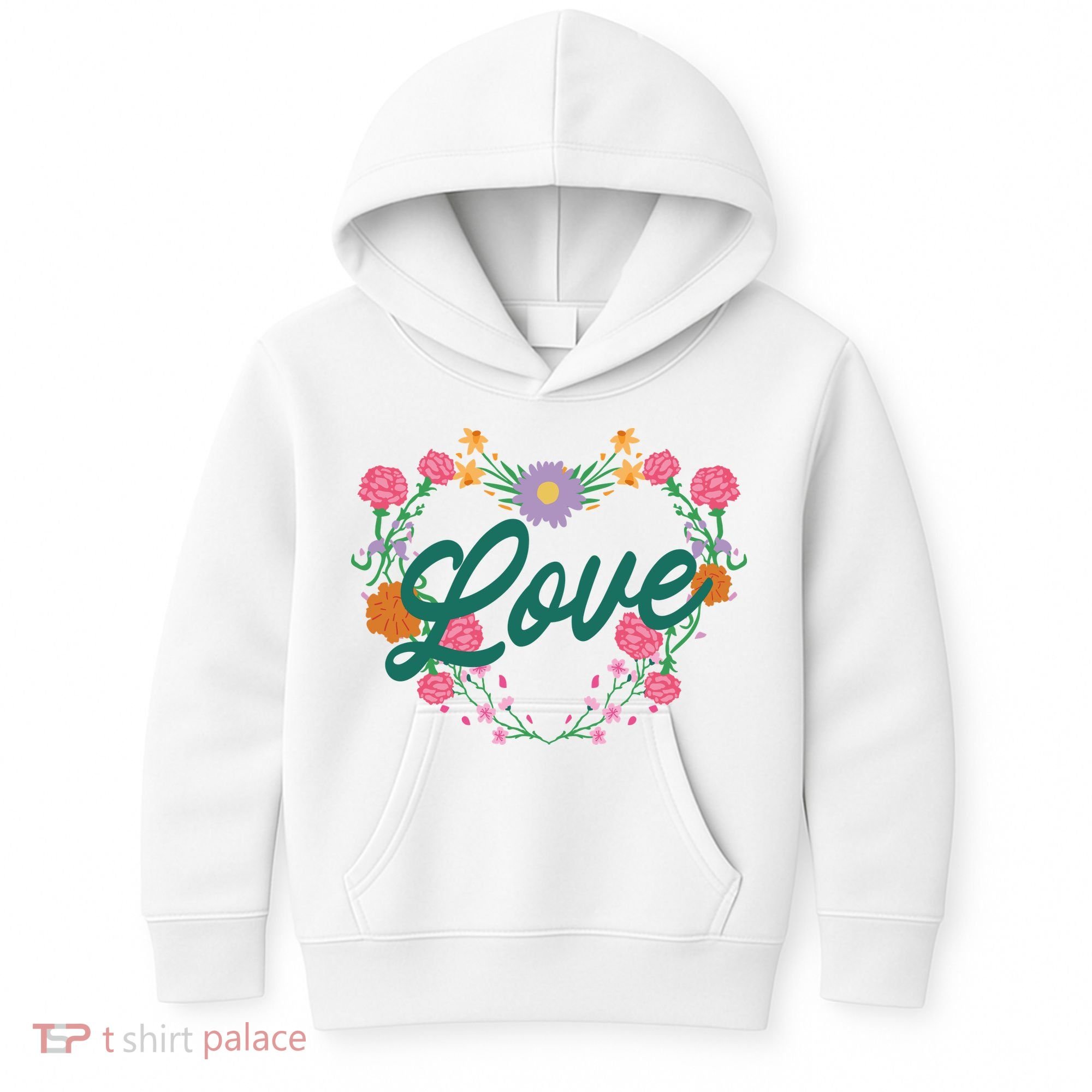 Love Floral Heart Kids Hoodie