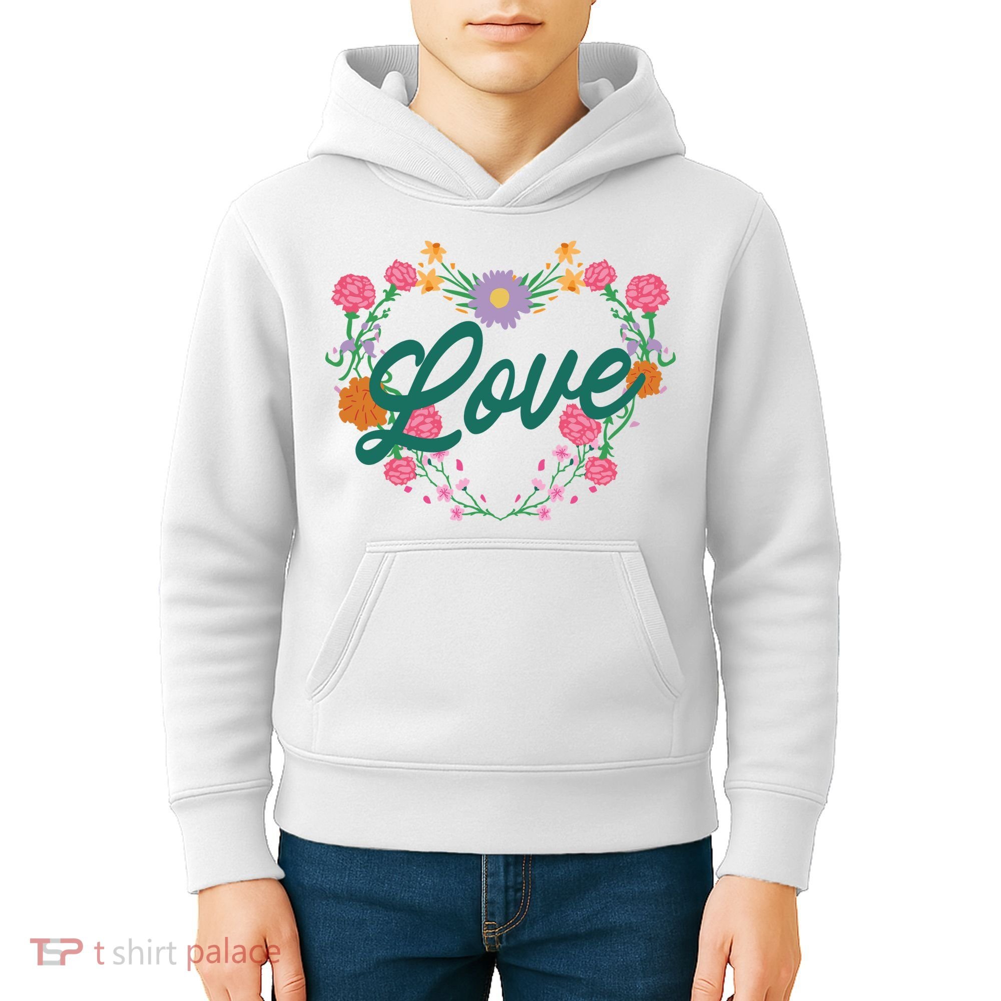 Love Floral Heart Kids Hoodie
