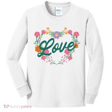 Love Floral Heart Kids Long Sleeve Shirt
