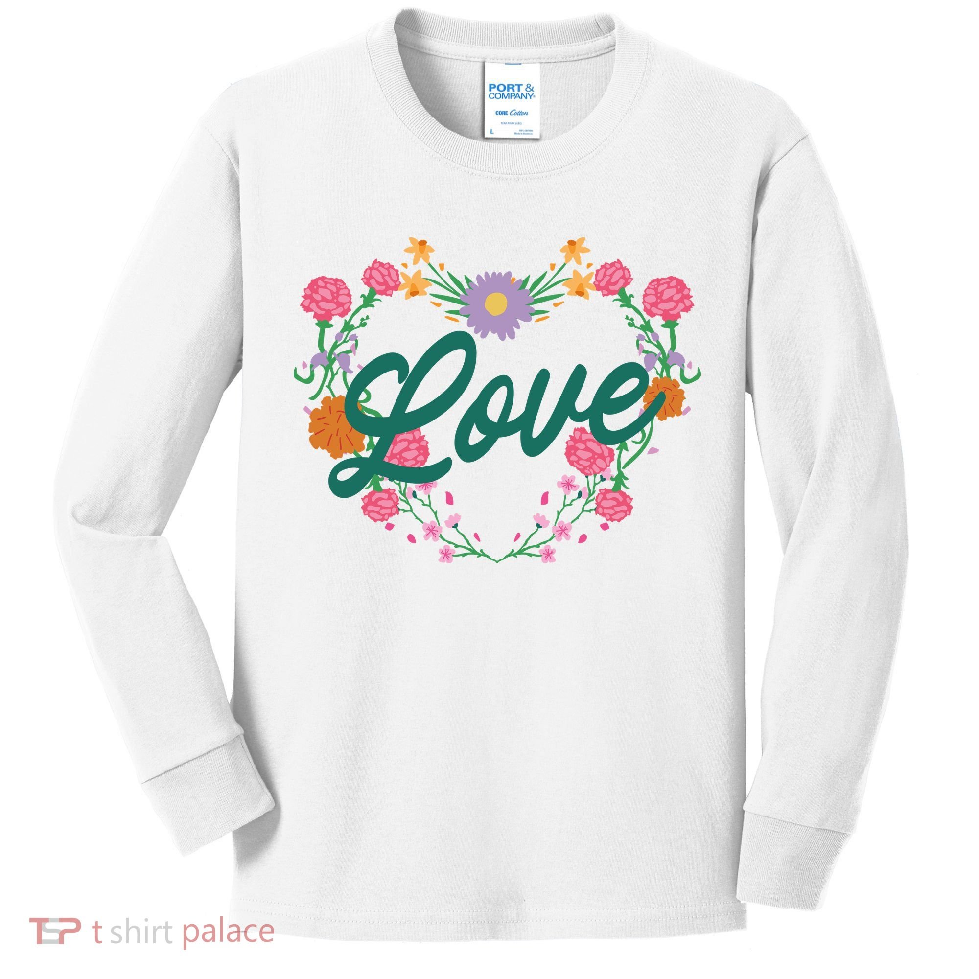 Love Floral Heart Kids Long Sleeve Shirt