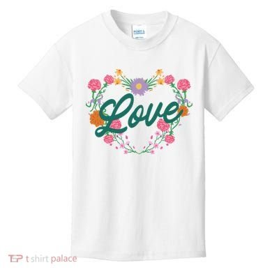 Love Floral Heart Kids T-Shirt