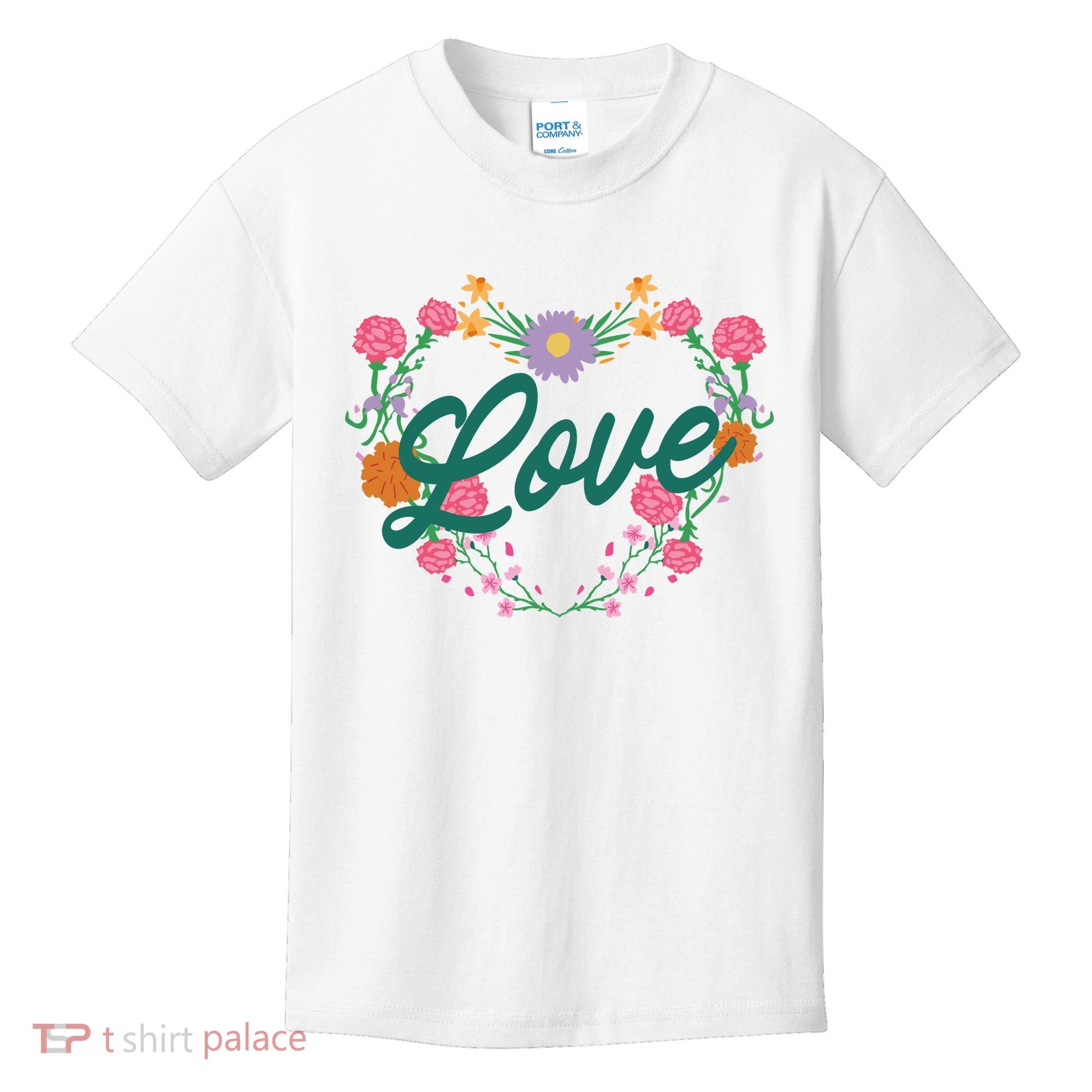 Love Floral Heart Kids T-Shirt