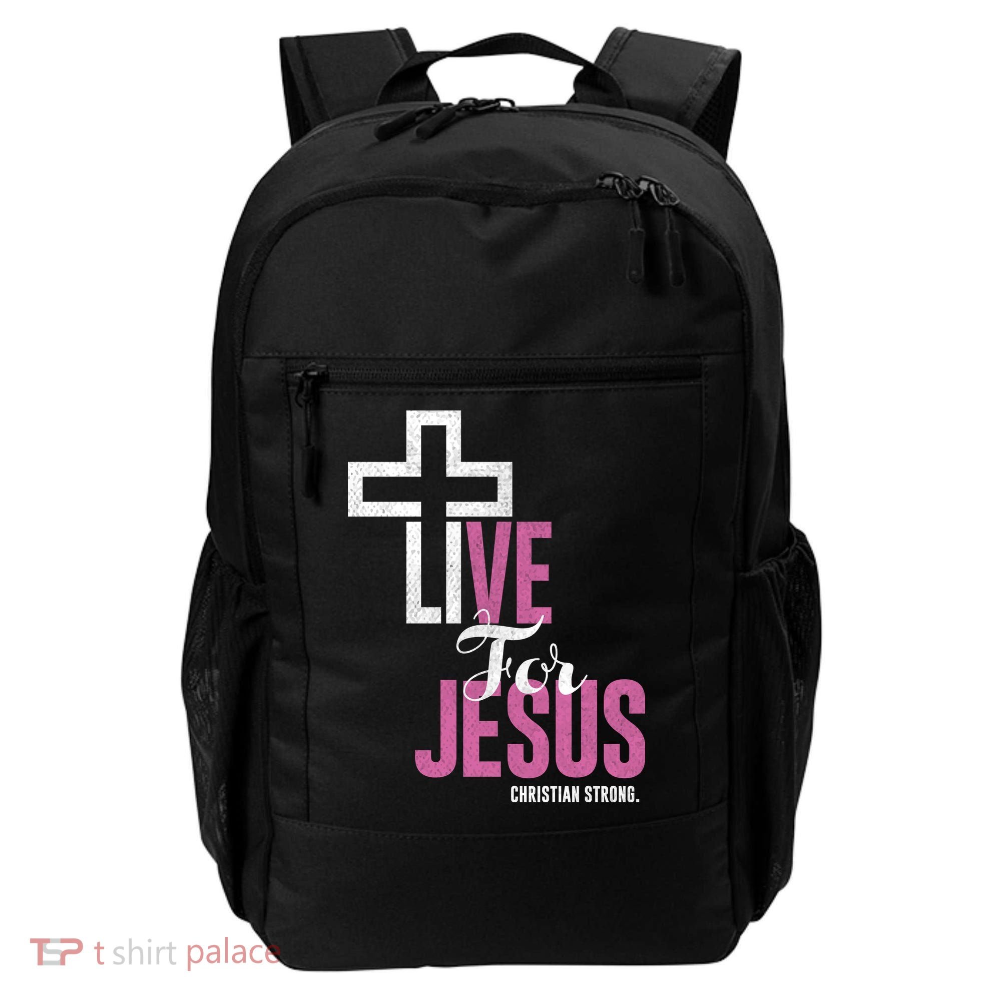 Live For Jesus Christian Bible Religious Backpack