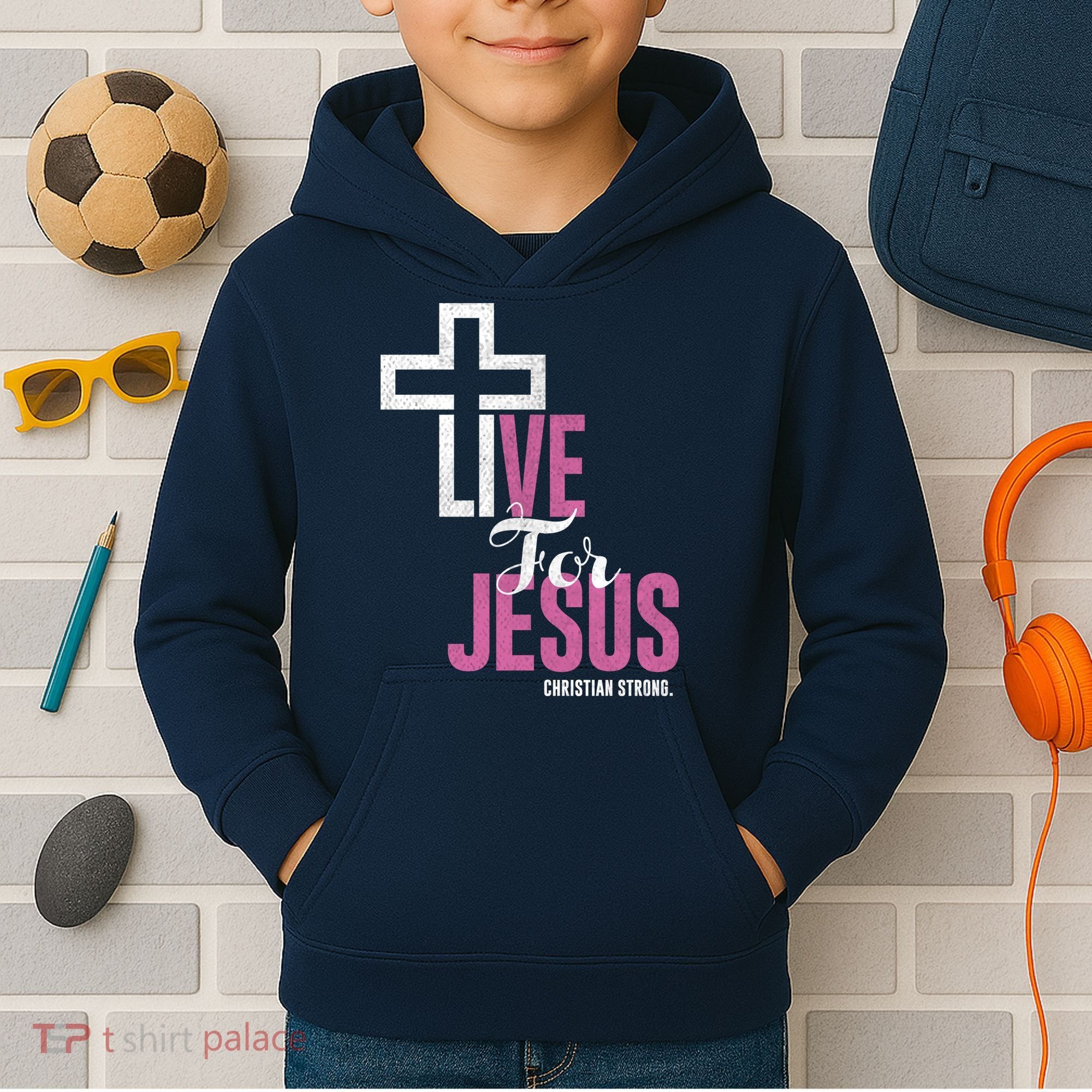 Live For Jesus Christian Bible Religious Kids Hoodie