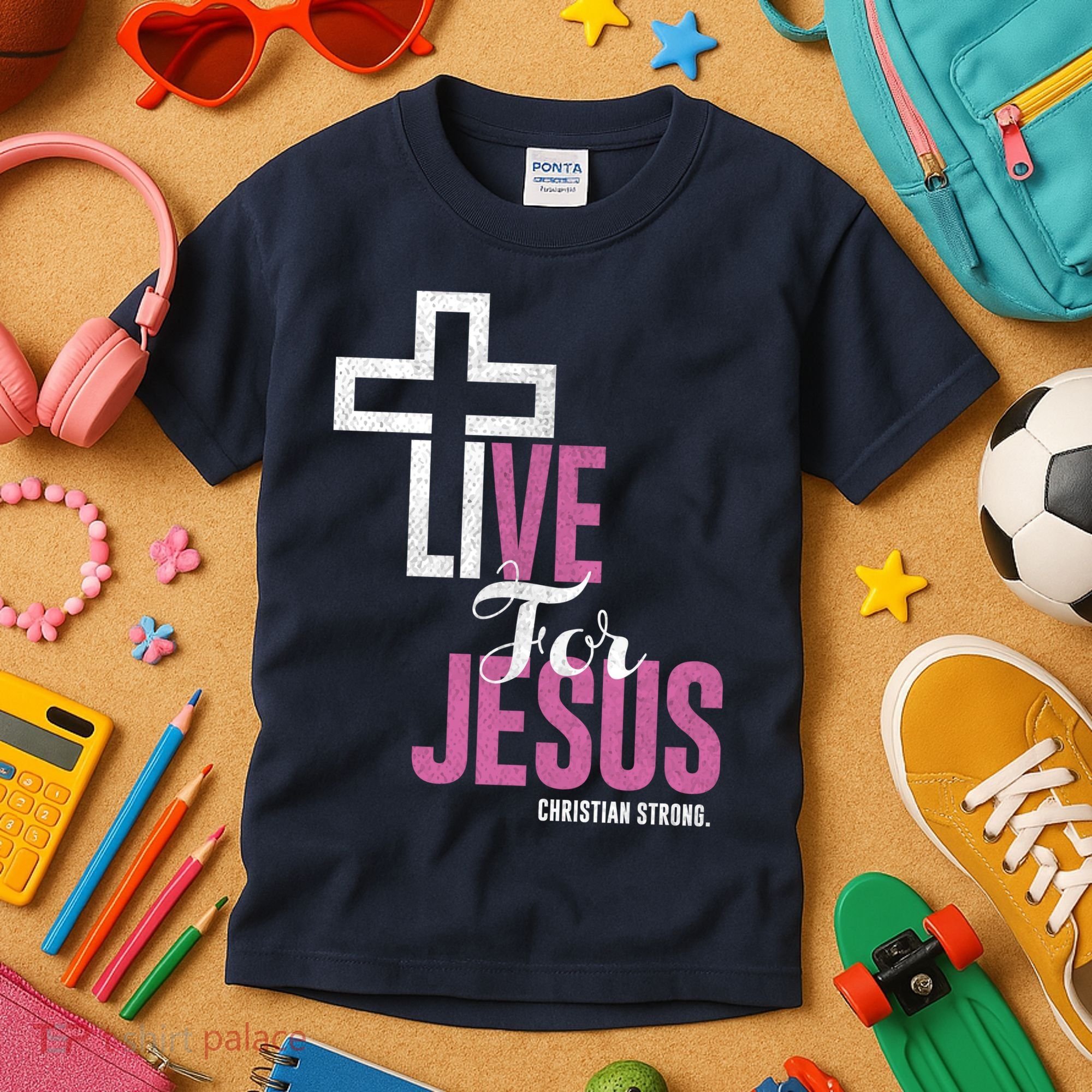 Live For Jesus Christian Bible Religious Kids T-Shirt