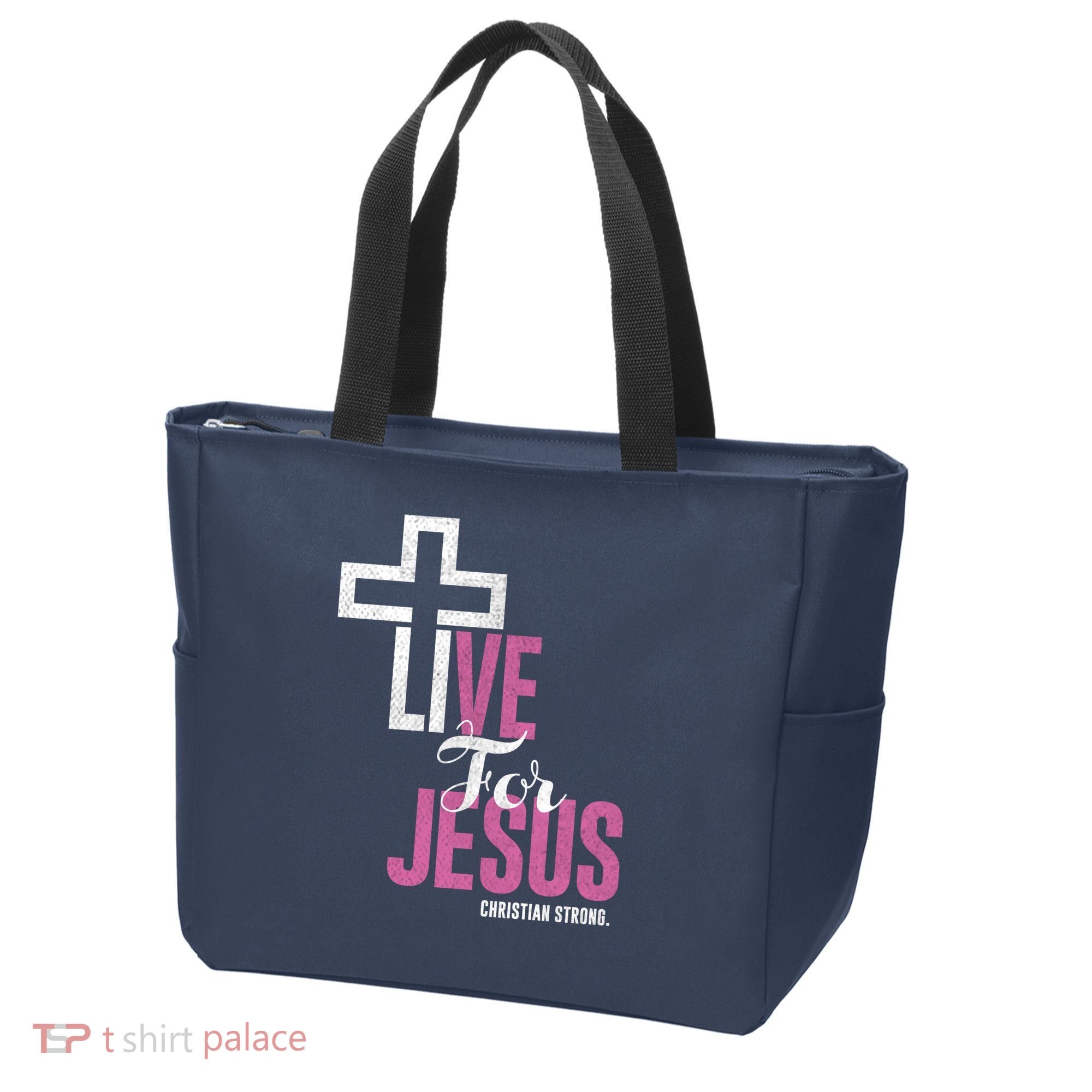 Live For Jesus Christian Bible Religious Tote Bag