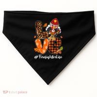 Love Firefighter Leopard Turkey Fall Thanksgiving USA-Made Doggie Bandana thumb 0