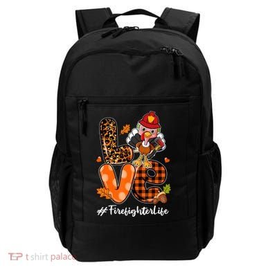 Love Firefighter Leopard Turkey Fall Thanksgiving Backpack