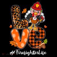 Love Firefighter Leopard Turkey Fall Thanksgiving Bucket Hat thumb 4