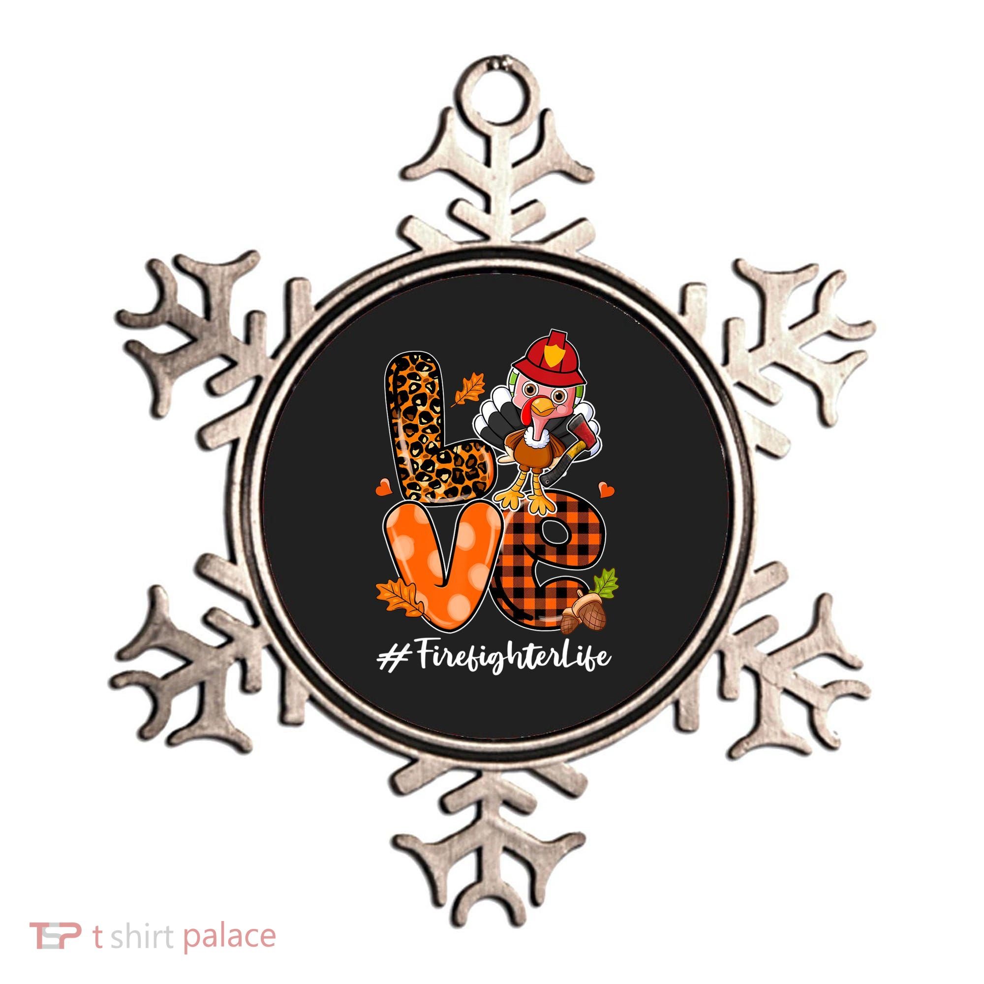 Love Firefighter Leopard Turkey Fall Thanksgiving Ornament