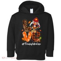 Love Firefighter Leopard Turkey Fall Thanksgiving Toddler Hoodie thumb 0