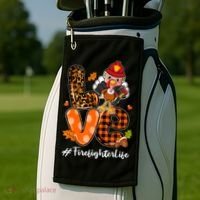 Love Firefighter Leopard Turkey Fall Thanksgiving Golf Towel thumb 2