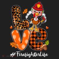 Love Firefighter Leopard Turkey Fall Thanksgiving Golf Towel thumb 3