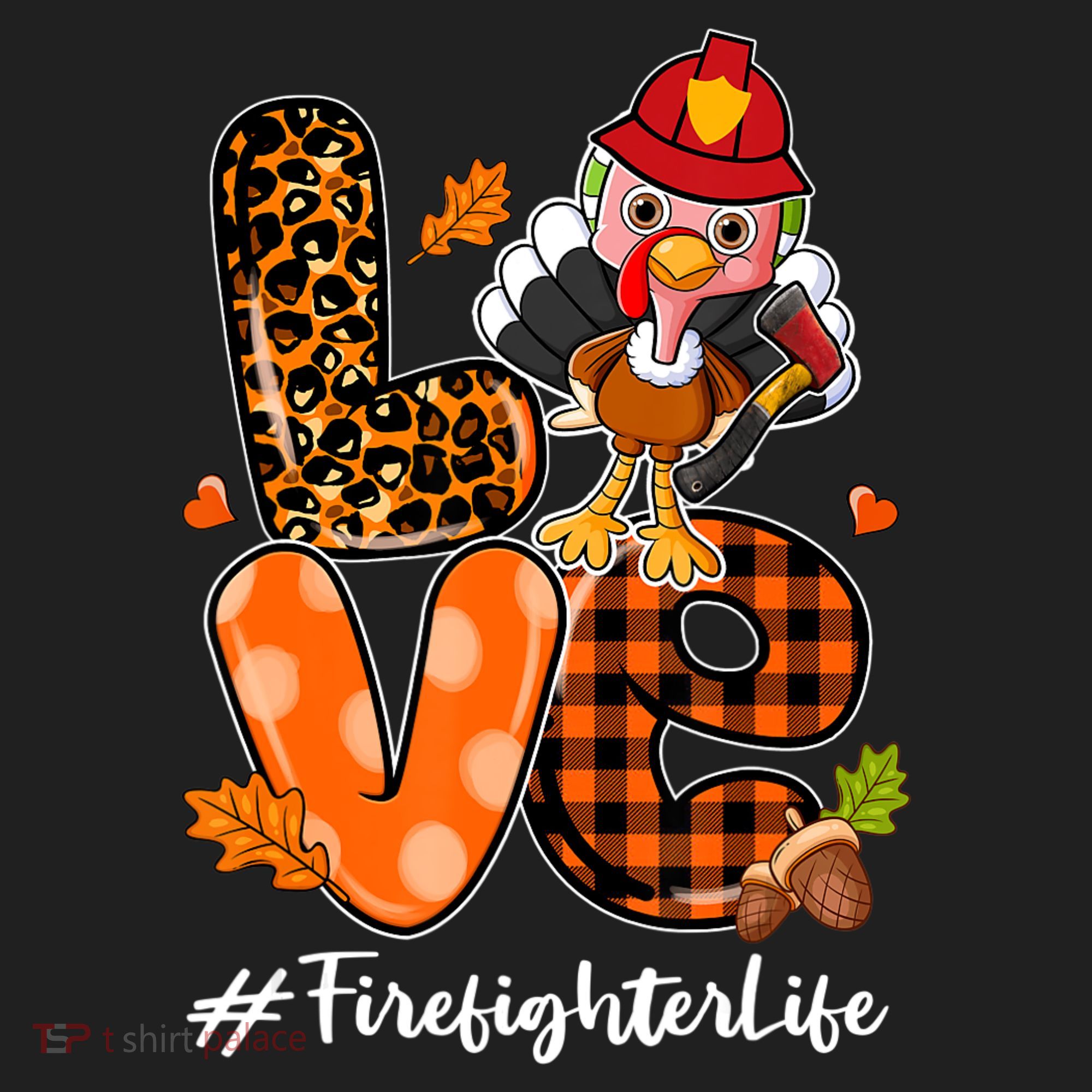 Love Firefighter Leopard Turkey Fall Thanksgiving Golf Towel