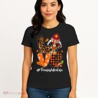 Love Firefighter Leopard Turkey Fall Thanksgiving Women's T-Shirt thumb 4
