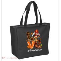 Love Firefighter Leopard Turkey Fall Thanksgiving Tote Bag thumb 2