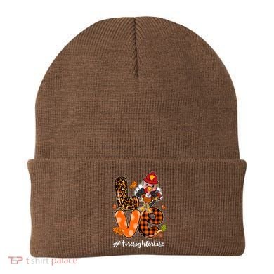 Love Firefighter Leopard Turkey Fall Thanksgiving Beanie
