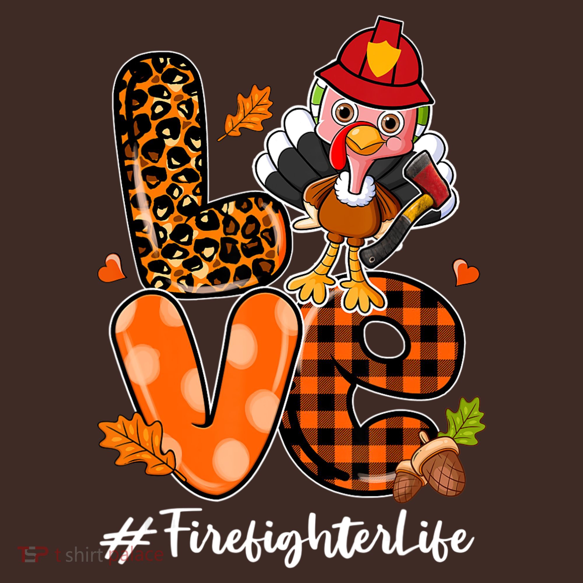 Love Firefighter Leopard Turkey Fall Thanksgiving Beanie