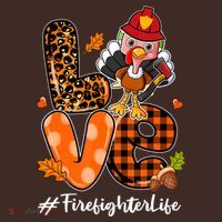 Love Firefighter Leopard Turkey Fall Thanksgiving Baby Bodysuit thumb 2