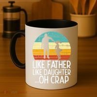 Like Father Like Daughter Oh Crap Retro Fathers Day Dad Papa Coffee Mug thumb 4