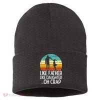 Like Father Like Daughter Oh Crap Retro Fathers Day Dad Papa Sustainable Knit Beanie thumb 0