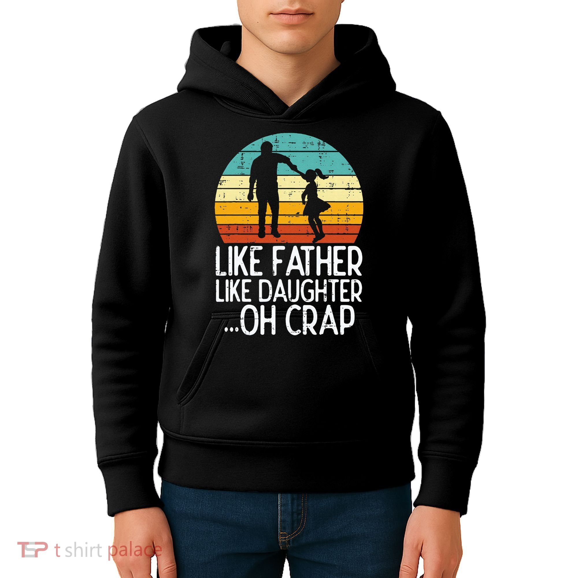 Like Father Like Daughter Oh Crap Retro Fathers Day Dad Papa Kids Hoodie