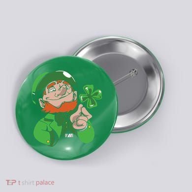 Leprechaun Four Leaf Button