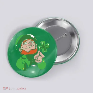 Leprechaun Four Leaf Button