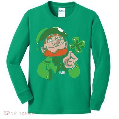 Leprechaun Four Leaf Kids Long Sleeve Shirt