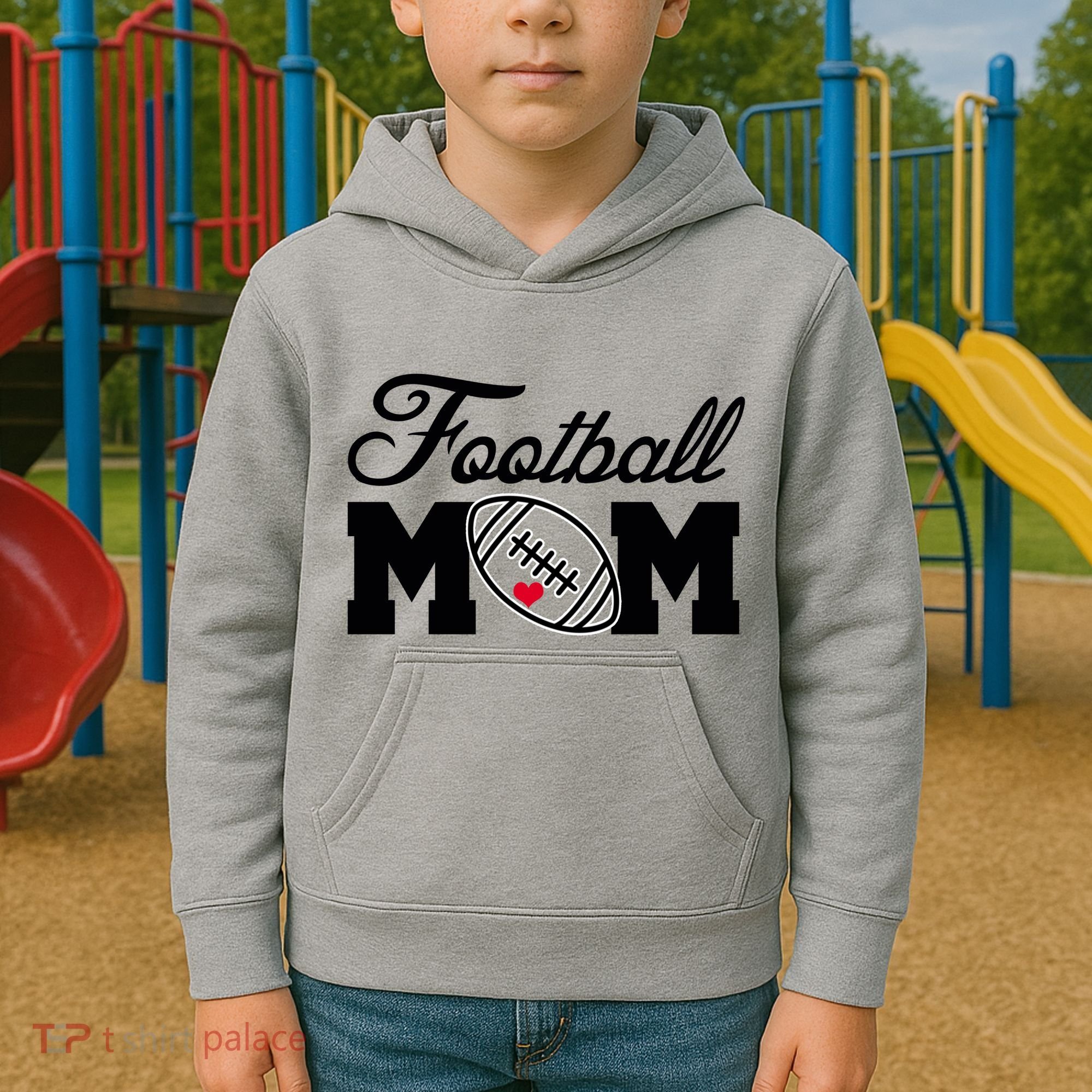 Love Football Mom Cute Gameday Kids Hoodie