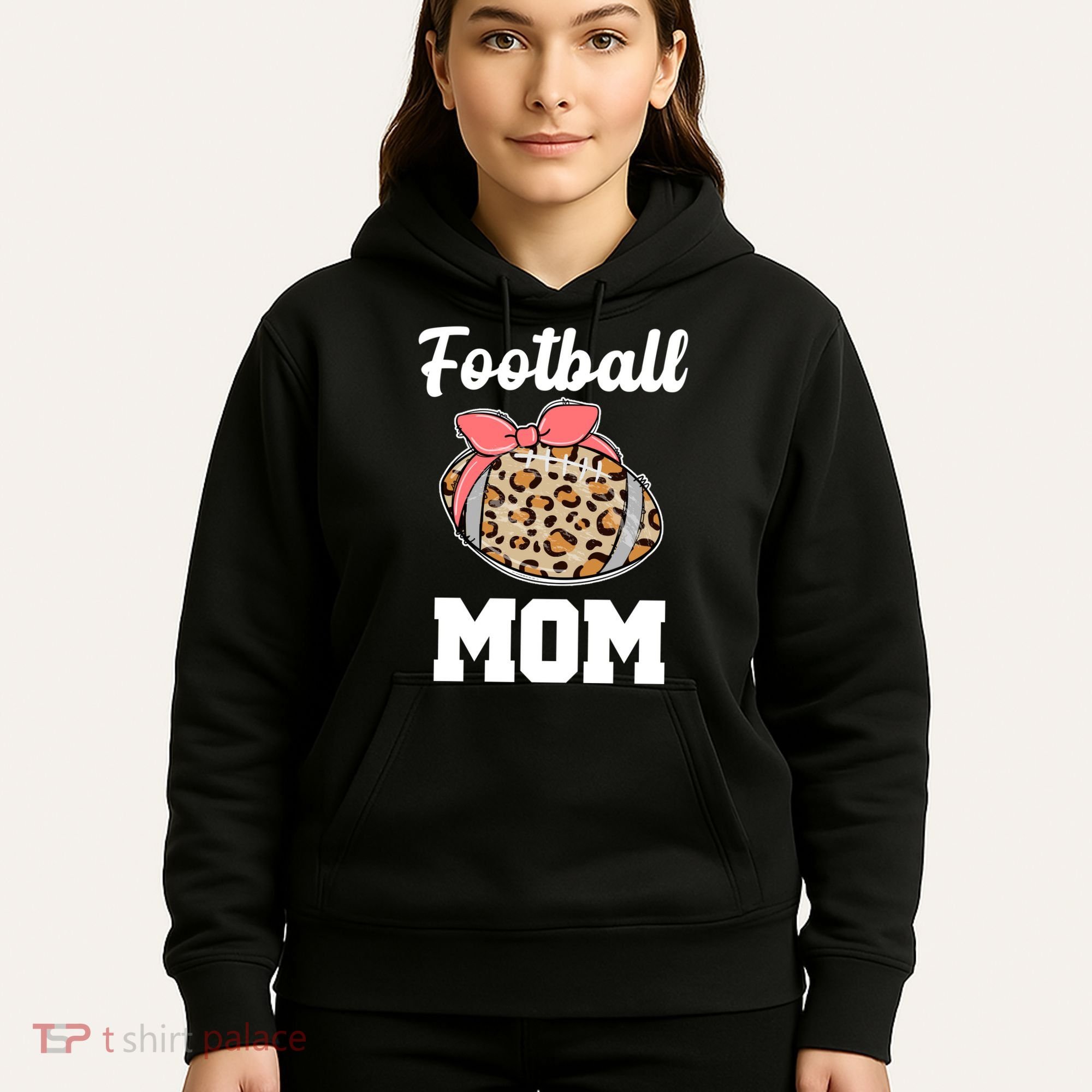 Leopard Football Mom Cute Gift Hoodie