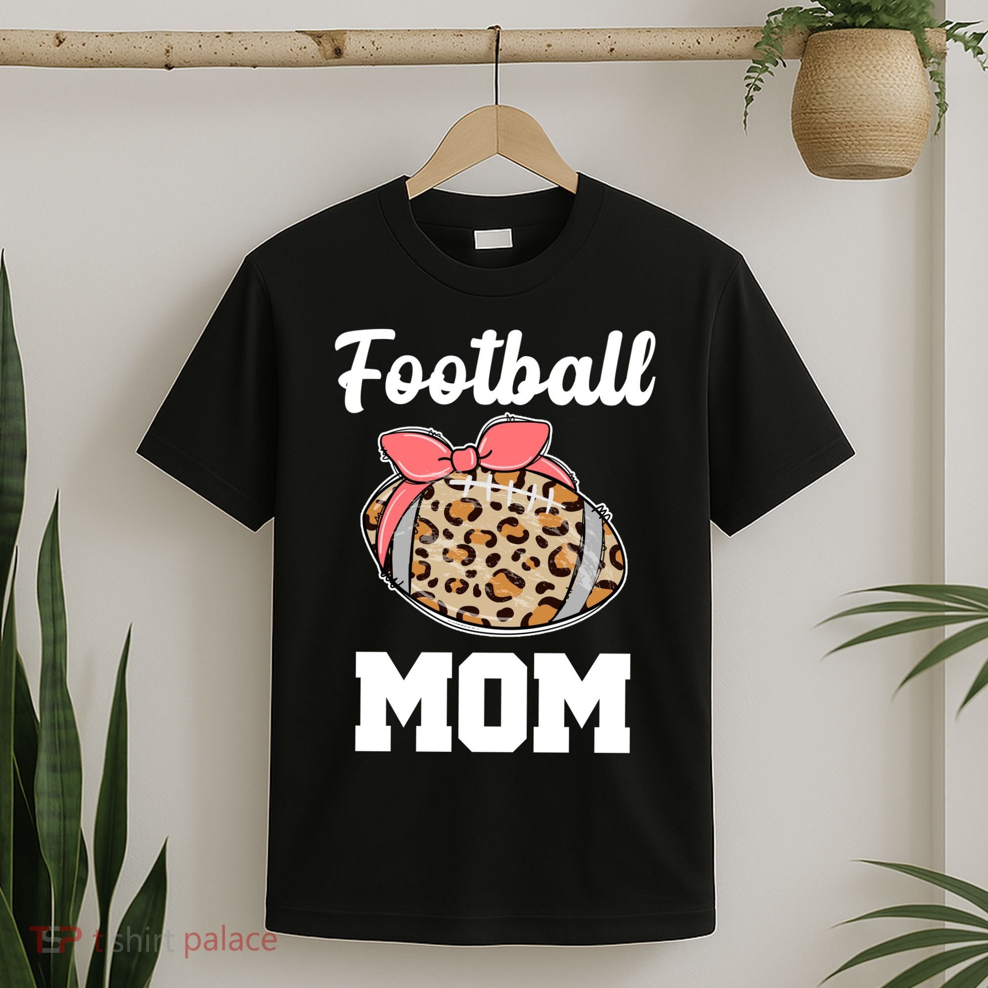 Leopard Football Mom Cute Gift T-Shirt