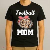 Leopard Football Mom Cute Gift T-Shirt thumb 3