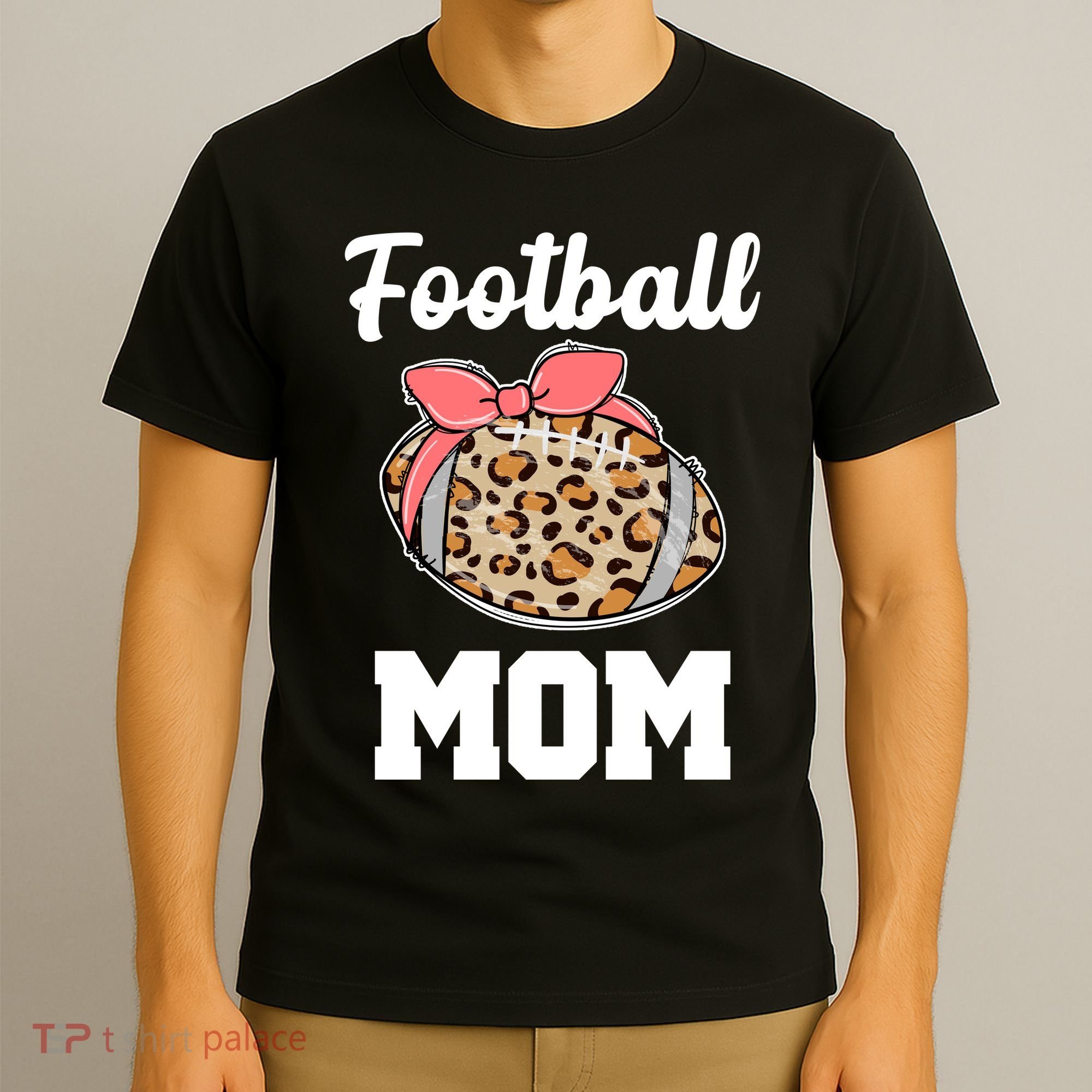 Leopard Football Mom Cute Gift T-Shirt
