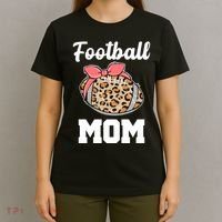 Leopard Football Mom Cute Gift T-Shirt thumb 4