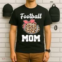 Leopard Football Mom Cute Gift T-Shirt thumb 6