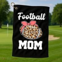 Leopard Football Mom Cute Gift Golf Towel thumb 1