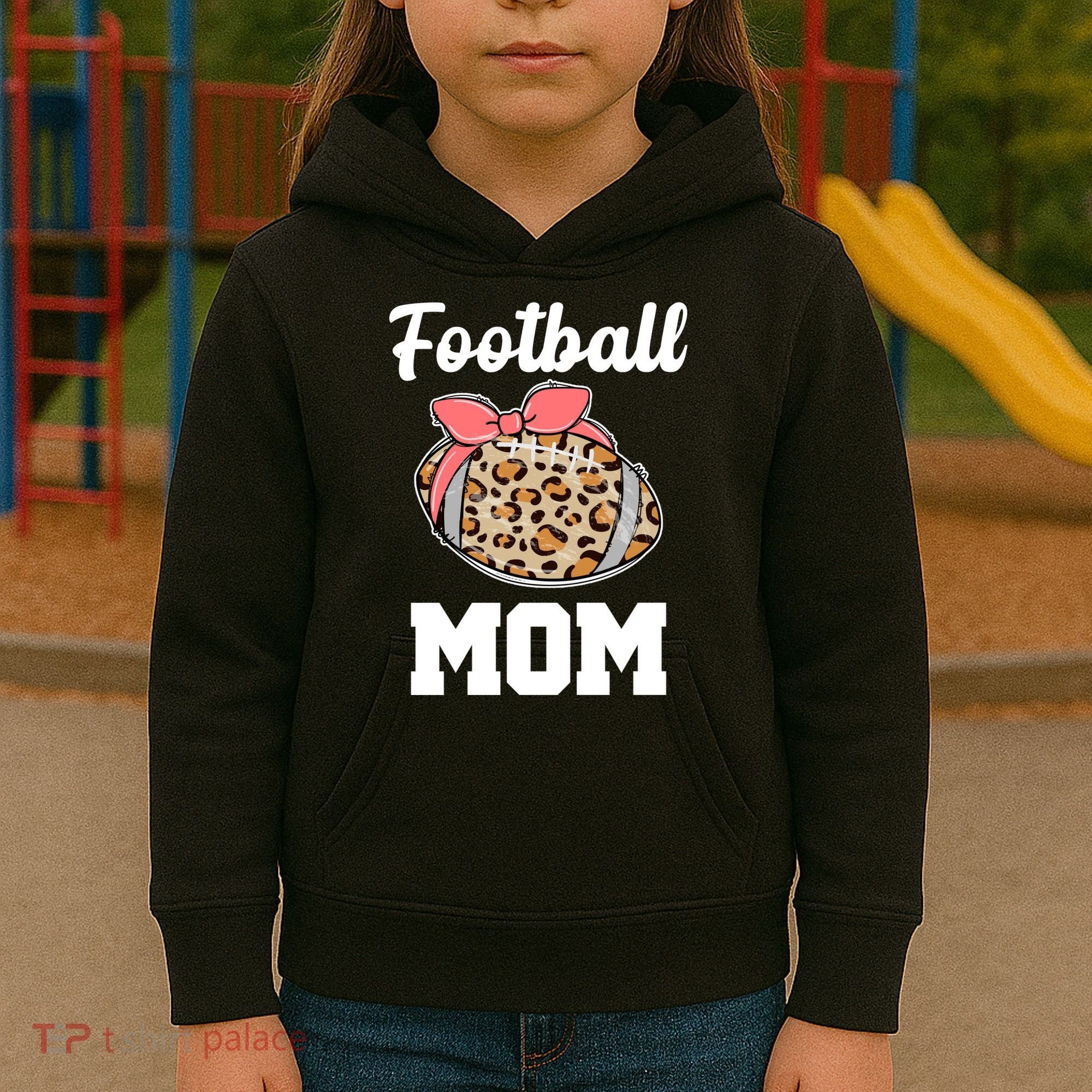 Leopard Football Mom Cute Gift Kids Hoodie